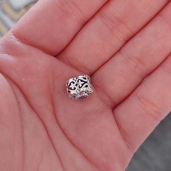 925 Sterling Silver Vintage Heart Charm - Picture 4 of 8